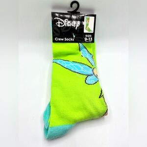 Disney Tinkerbell Lime Green Crew Socks with Blue Accents